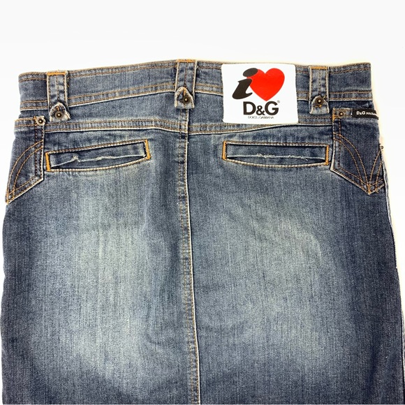 Dolce & Gabbana I ❤️ D&G Vintage Denim Knee Length Pencil Skirt Size Small - Picture 4 of 13